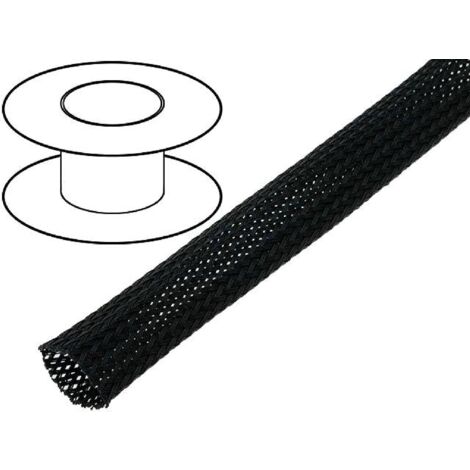 5m gaine polyester tresse 1825 20mm noir ADNAuto
