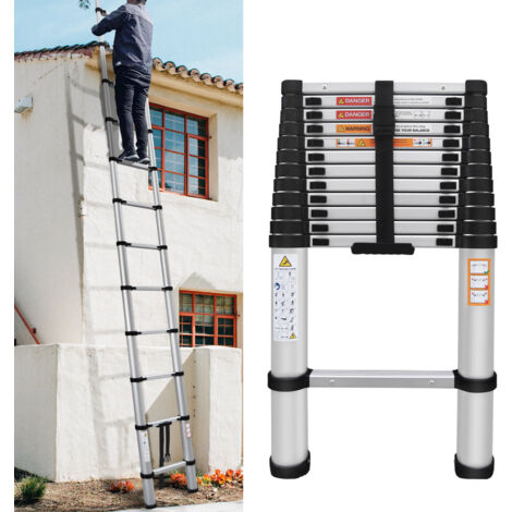 5m Höhe Teleskopleiter Aluleiter Ausziehleiter Leiter Klappleiter 150kg Stabil