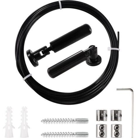 5m Kit de Câble de Rideau, Câble en Acier pour Rideau, pour Accrocher Photos, Images, Notes, Corde à Linge