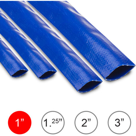 5M Layflat Discharge Drain Pump Hose Wolf 1" (25mm) PVC Submersible Pipe for Flood Water, Ponds