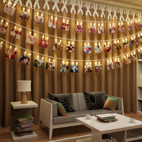 5m LED Foto-Clips Lichterketten String Light Stimmungsbeleuchtung warmweiß Licht