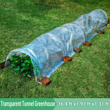 5M Long Tunnel Garden Greenhouse Réglable Grow Protéger Plantes Transparent PE Manta