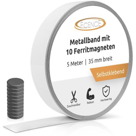 5m Metallband selbstklebend starke Haftung mit 10x Ferrit Magneten