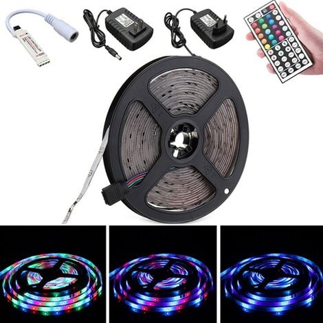 DRILLPRO 5M RGB 300 LED 3528 SMD étanche Bande Ruban Flexible Lumineuse + Télécommande +12V 2A Adapteur EU