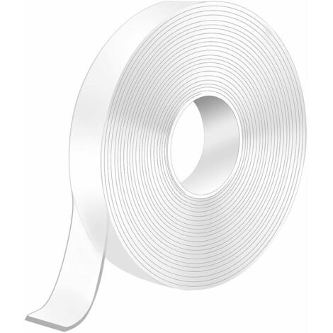5M Scotch Double Face Extra Fort, 5M x 2CM x 2MM Scotch Transparent Double Face Lavable, Réutilisable Ruban Adhésif Double Face Accroche Tableau