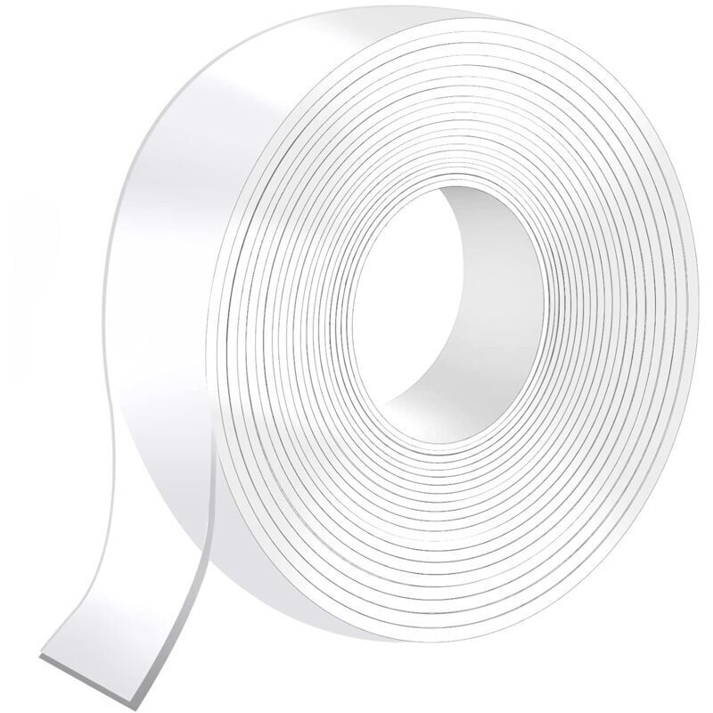 RHG 5M Double Face Extra Fort, 5M x 3CM x 2MM Transparent Double Face Lavable, Réutilisable Ruban Adhésif Double Face Accroche Tableau Sans Percer