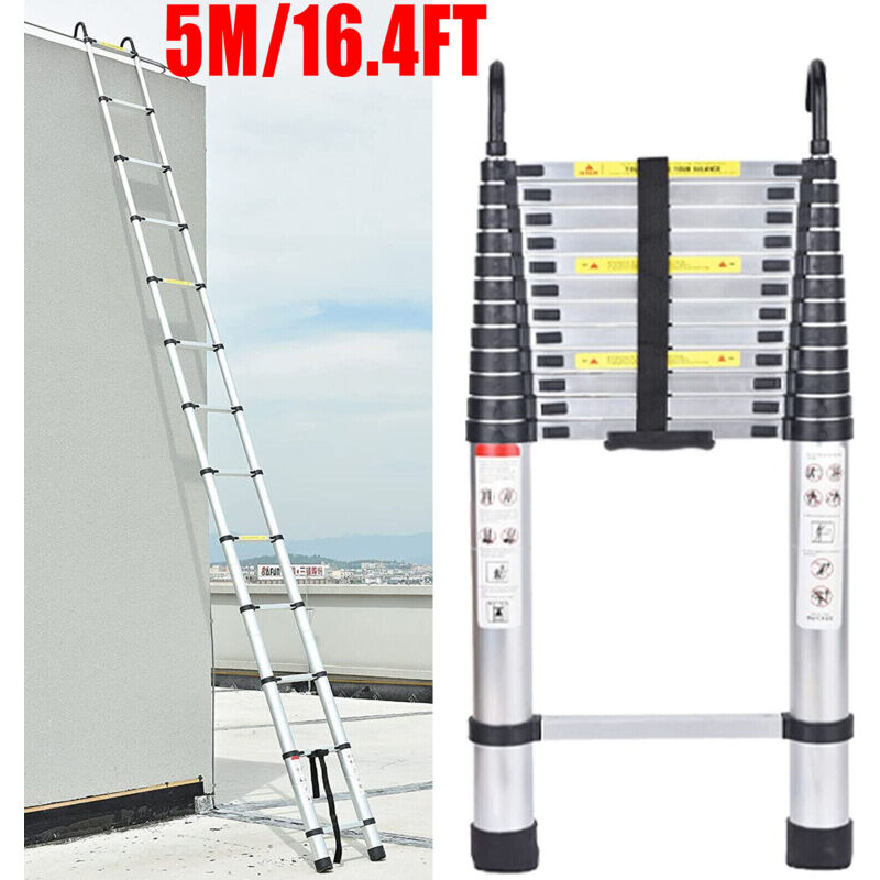 5M Step Ladder Multi-Purpose Aluminium Telescopic Ladder Extendable Ladder 150KG