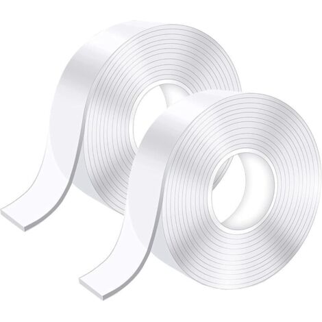 5M Superstarkes doppelseitiges Klebeband, abwaschbares transparentes Nano-Klebeband, rückstandsfreies, entfernbares doppelseitiges Klebeband (2 Stück)