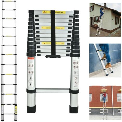 5M Telescopic Ladder Aluminium Portable Multi-Purpose Folding Portable Heavy Duty Multi-Purpose Aluminium Telescopic Ladder Extendable