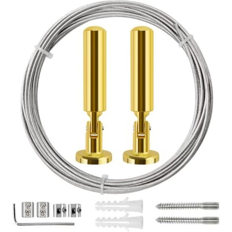 5m Tringle à rideaux Kit, Câble en Acier pour Rideau, pour  Rideau, corde à linge de balcon,Or