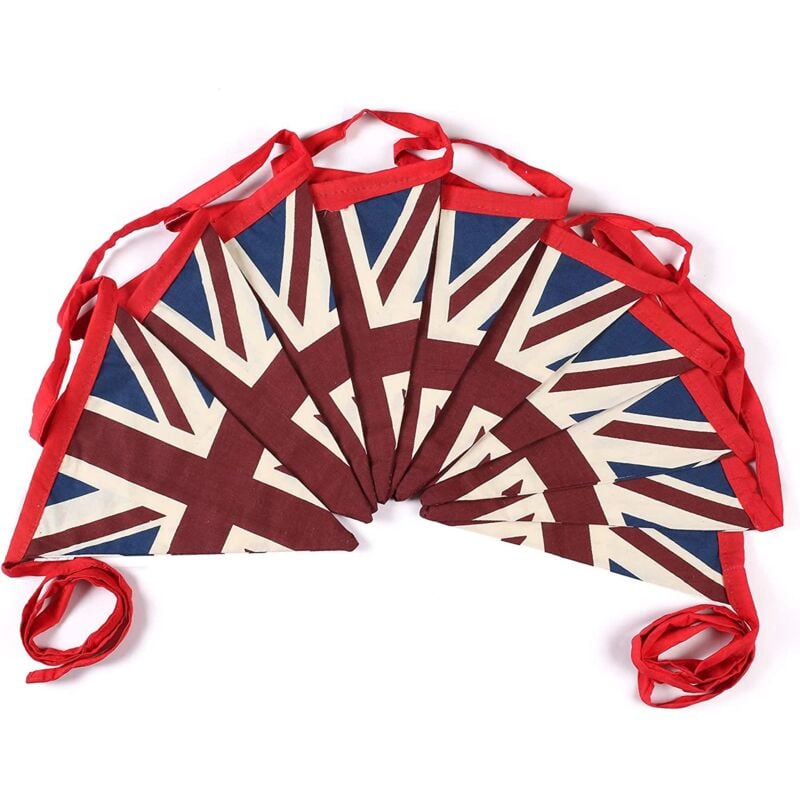 Shatchi - 5m Union Jack Retro Bunting 10 Pennants Union Jack Vintage Flags