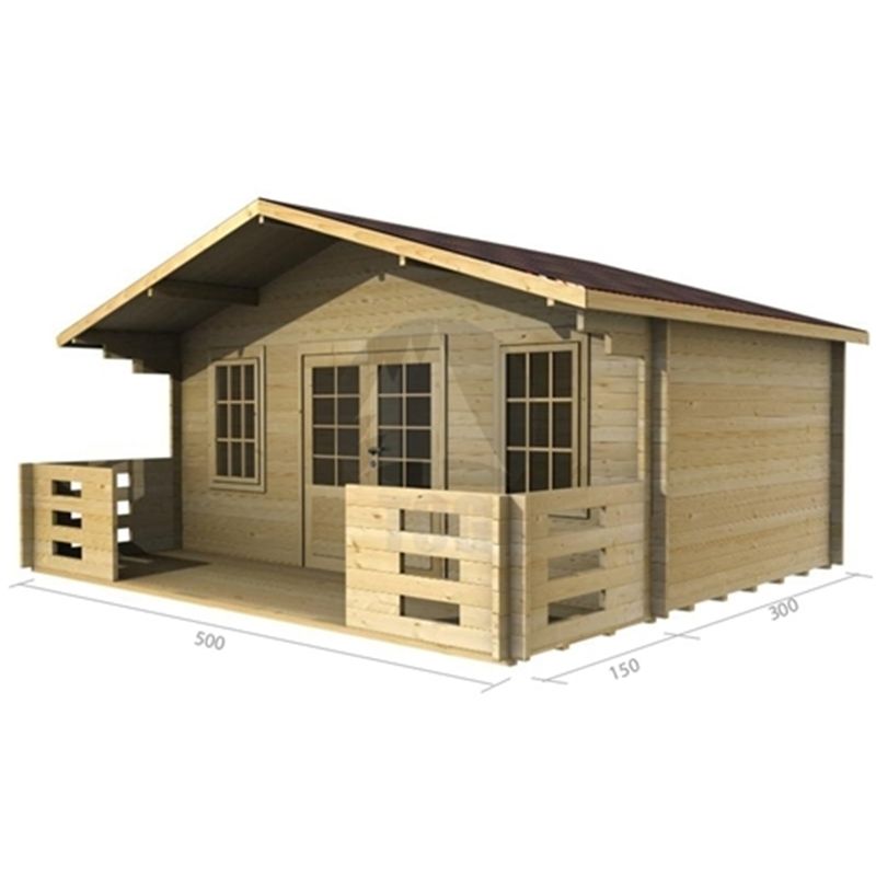 Abingdon - 5m x 3m Log Cabin (2089) - Double Glazing (34mm Wall Thickness)