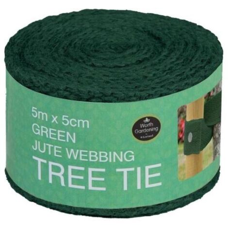 5m x 5cm Green Jute Webbing Tree Tie