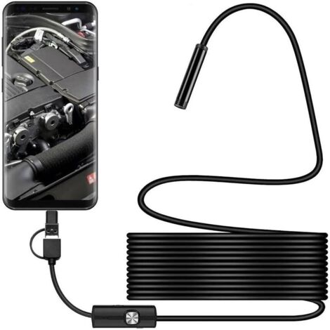 5M,Caméra d'inspection endoscopique, 2 en 1 USB de type C, 6 lumières LED réglables, étanchéité IP67 pour voiture, évier, canalisation, endoscope