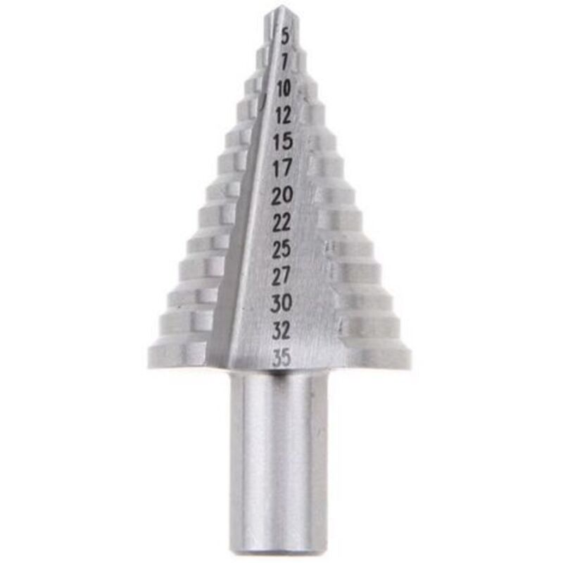 5mm to 35mm Metal Step Drill Bit, Titanium Coated Conical Triangle Tip, Screwdriver Drill Bit for Steel, Brass, Wood, Plastic and Silver