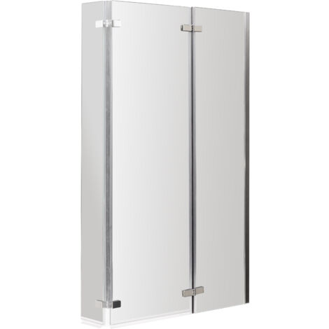 5mm Toughened Safety Glass Centre Hinged L Shaped Shower Bath Screen - Chrome