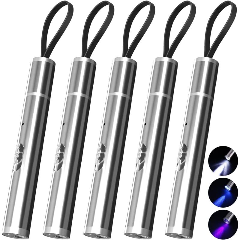 5Pack Lampe Stylo Rechargeable, Mini Lampe de Poche EDC Ultra-Compacte, Lampe de Poche 500 Lumen avec 3 Modes, Lampe d'Inspection Médicale pour le
