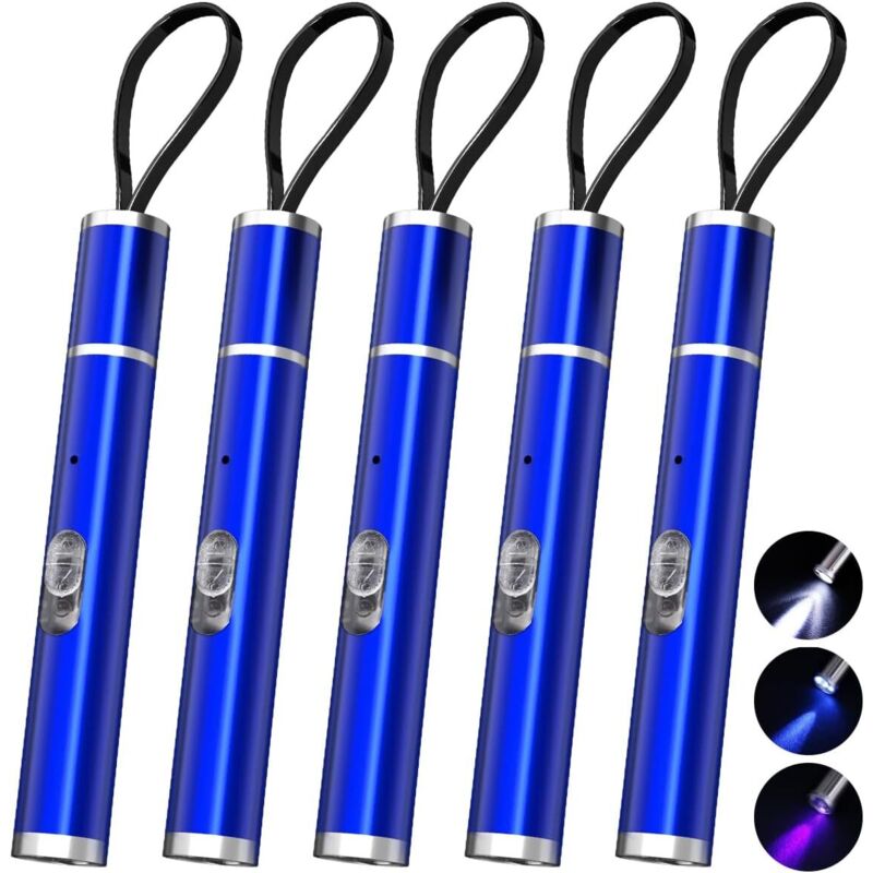 5Pack Lampe Stylo Rechargeable, Mini Lampe de Poche EDC Ultra-Compacte, Lampe de Poche 500 Lumen avec 3 Modes, Lampe d'Inspection Médicale pour le