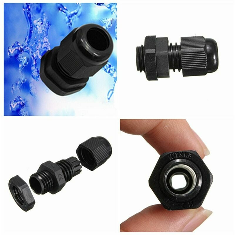 Heguyey - 5pcs 12mm waterproof IP68 compression cable gland trs stuffing lock nut M12