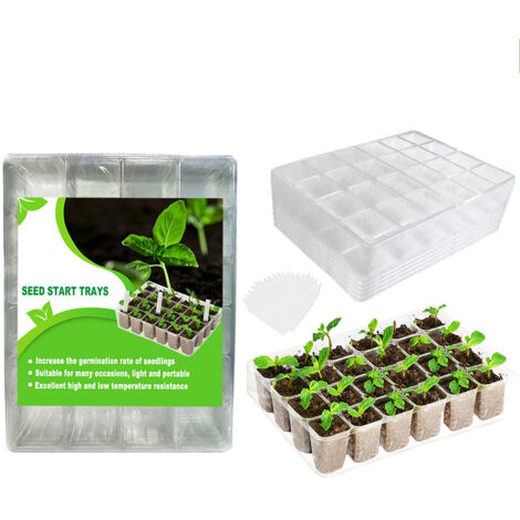 5PCS 24 Grids Plastic Plant Growing Trays Greenhouse Seed Starter Tray Transparent Shell Nursery Pots for Flowers Vegetables and Fruits