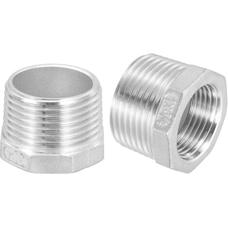 5Pcs 3/4" Mâle à 1/4" Femelle NPT 304 Acier Inoxydable Réducteur Hex Bushing, Adapter Raccord pour systèmes industriels, pétrole/gaz, eau, HVAC et plomberie - 1" Male to Female