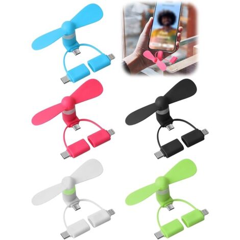 5pcs 3 In 1 Mini Ventilateurs USB, Portable Petit Ventilateur Universel, Ventilateur Silencieux pour appareils d'été Mini ventilateur pour iPhone et téléphone Android avec port micro USB
