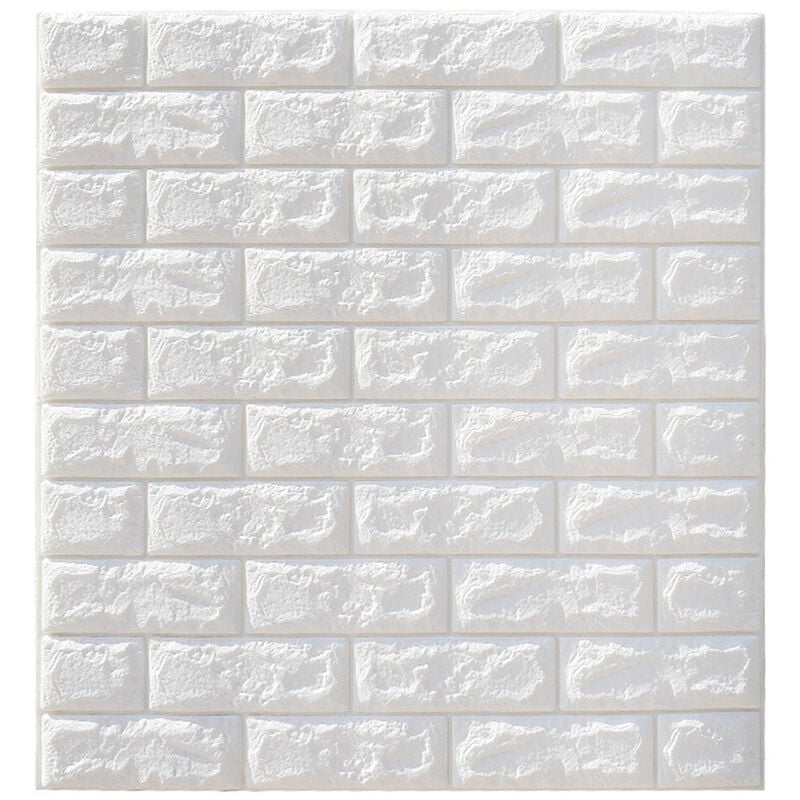 Insma - 5PCS 3D Wall Sticker diy Brick Foam Waterproof Wallpaper 70x77CM White lbtn