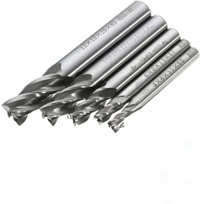 5pcs 4/6/8/10/12 mm 4 Flute Straight Shank End Mill Cutter hss High Speed ​​Steel Drill Bits