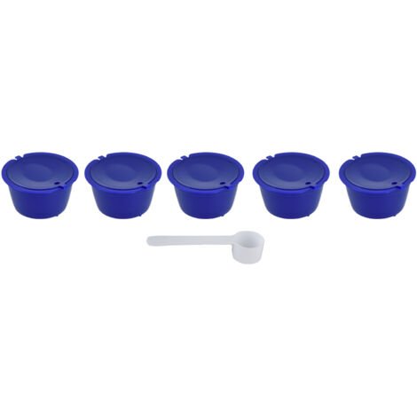 5Pcs 50ml Coffee Capsule Reusable Coffee Filter Cup with Spoon for DOLCE GUSTO Coffee MachineRoyal Blue