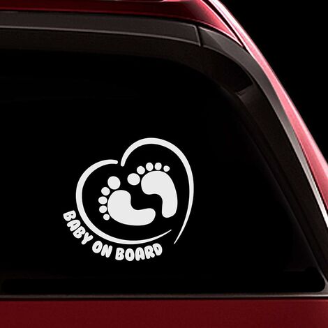 5pcs 6.36 White Baby Car Stickers Car Funny Cute Safety Warning Decal Signs for Windows and Bumpers No Magnets or Suction Cups Footprint Heart Shaped
