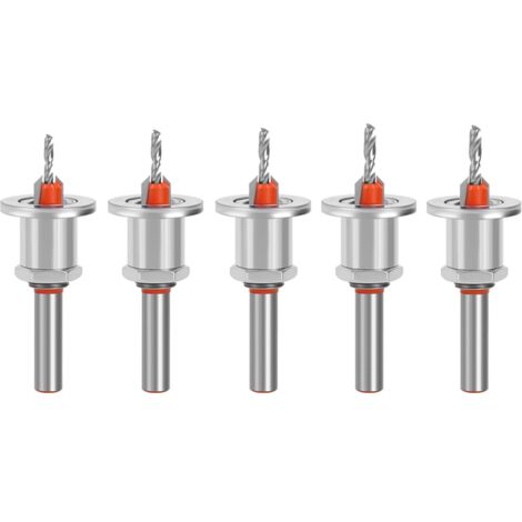 5pcs 8mm Countersink Drill Bits Wood Countersink Drill Bits with Depth Stop and Counterbore for Woodworking Plastic Drilling Holes