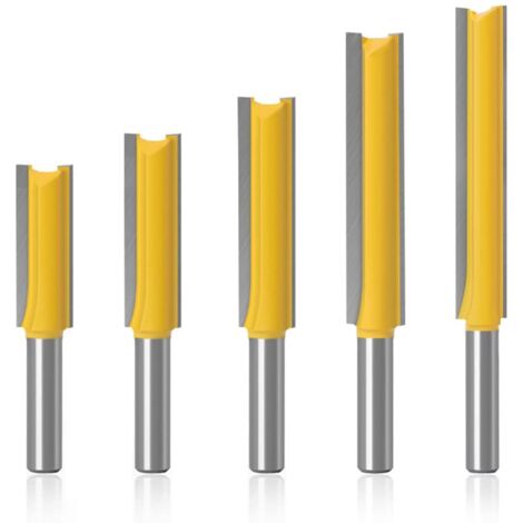 5Pcs 8mm Flush Trim Router Bits Extra Long Mèches Carbide Router Bits à Bois Fraise à Menuiserie - Pour bois, longueur de coupe extra longue : 30 mm, 40 mm, 50 mm, 63 mm, 76 mm