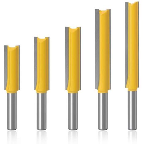 5Pcs 8mm Flush Trim Router Bits Extra Long Mèches Carbide Router Bits à Bois Fraise à Menuiserie - Pour bois, longueur de coupe extra longue : 30 mm, 40 mm, 50 mm, 63 mm, 76 mm