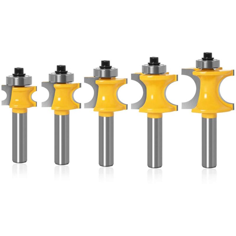 5pcs 8mm Half Round Shank Bullnose Router Bit Woodworking Milling Cutter Radius 3/8', 5/16', 1/4', 3/16', 1/8, Woodworking Tool