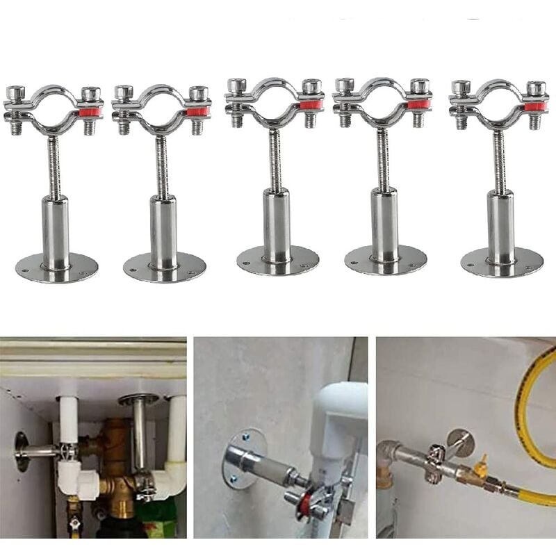 5Pcs Acier Inoxydable Colliers De Serrage à Support De Tuyau RéGlable, Support De Tuyau à Montage Mural, Solide, Stable Pour Un DiamèTre De 32-34MM,