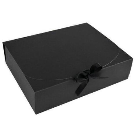5Pcs Boîte Papier Noir avec Couvercle Rabat et Ruban Nœud, Emballage Cadeau pour Bonbons, Biscuits, Gâteaux - Taille Moyenne
