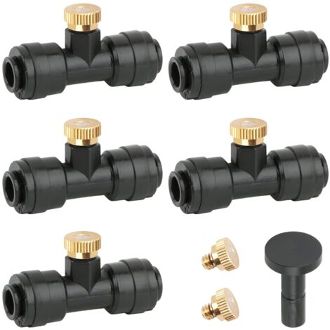 5pcs Boquilla de atomización en T + 7pcs Boquillas de niebla de latón + 1 tapa Kit de boquilla de atomizador Rociadores de cabeza de rociador Sistema de enfriamiento Riego para jardín Patio Patio