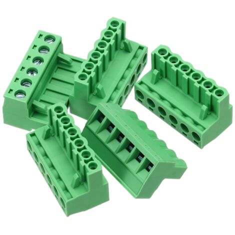 5pcs Borne à vis, 6 broches, Pas 5.08mm, Cuivre étamé, Plastique isolant, Pour circuit imprimé