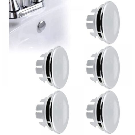 5PCS Bouchon Trop Plein Lavabo, Anneau Bouchon De Trop-Plein, Garniture Évier de Trou Rond, Pièces de Rechange pour Trou de Drainage Couvercle Rond pour évier de Cuisine Trou D'évier de Baignoire