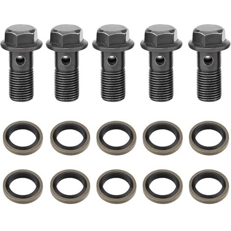 5pcs Boulons Banjo de Moto & Rondelles pour Étrier de Frein et Cylindre Maitre M10 x1 0mm