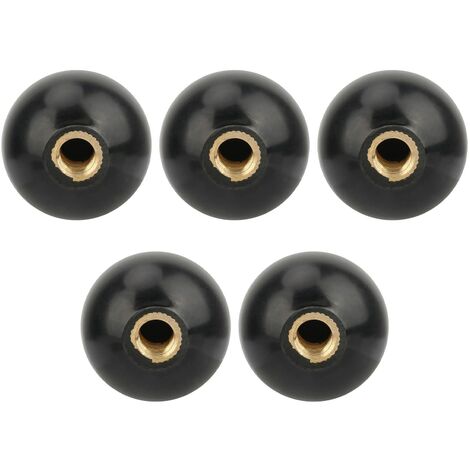 5pcs bouton de levier à bille, bouton de levier M10 35 de bakélite à boule ronde ronde noire