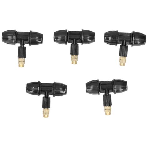 5PCS Brass Misting Nozzle Adjustable Copper Spray Nozzle Tee for Garden 9/12 Water Hose Connector