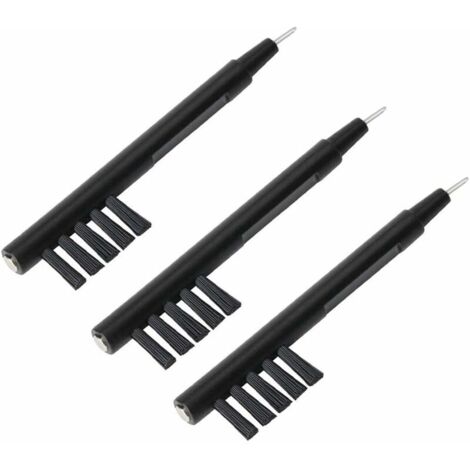5pcs Brosse de nettoyage d'aide auditive avec boucle de cire et aimant (noir)