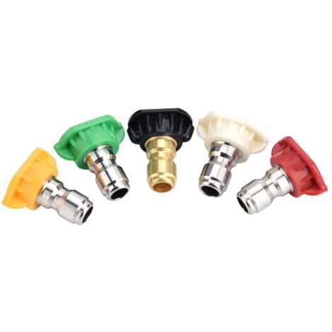 5Pcs Buse De Nettoyeur Haute Pression, Plusieurs Degrés En Laiton/Acier Inoxydable, Se Relient Rapidement Aux Pièces De Rondelle De Haute Pression De 4000 Psi