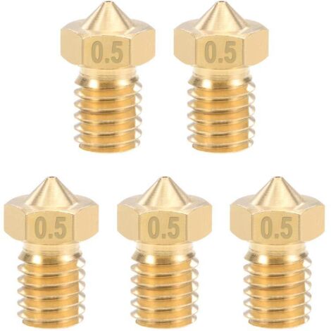 5pcs Buse d'imprimante 3D buse en laiton de 0,5 mm pour imprimante 3D à filament e3d V5 - V6 de 1,75 mm