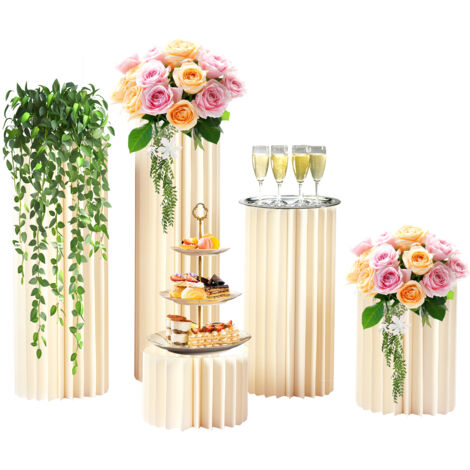 5pcs Cardboard Flowers Stands Milky White Flower Vase Stand Wedding Centerpieces