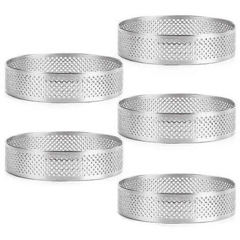 5Pcs Circular Tart Rings with Holes Stainless Steel Cake Mould 7cm--