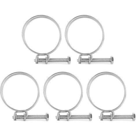 5PCS Collier de Serrage à Double Fil Ajustable en Acier Inoxydable pour Tuyaux, Usage Industriel et Domestique 59-65mm