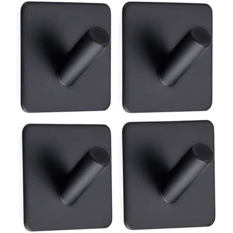 5PCS Crochet Adhésif Sans Perage en Acier Inoxydable Porte Serviette Imperméable Crochet Mural Auto-Adhesif pour Salle de Bain Cuisine Porte Meuble-Noir GROOFOO
