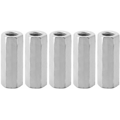 5Pcs Écrou Manchon Acier Carbone M12, Manchon Hexagonal M12 50, Ecrou Long M12 de Connecteur Tige Filetée M12 de Douille Écrou Fixations Filetées (M1250-15mm)